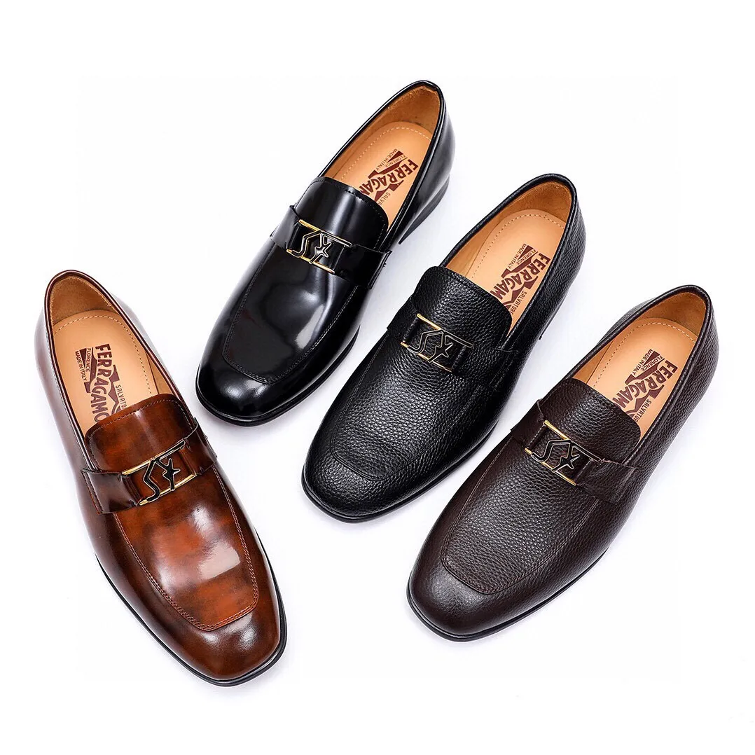 Men's Men's Shoes 💰540 💐[Ferragamo/Ferragamo] New 🐲Ferragamo* Ferragamo classic formal leather shoes! It is made of imported first-layer open-edge beaded cowhide leather upper + luxurious hardware buckle, and the inner layer is comfortable first-layer cowhide 🐂 leather lining! Original wear-resistant rubber outsole! Code number 38-44 (45🉑️customized)